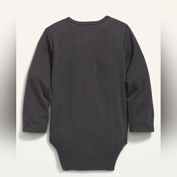 New Unisex Size 6-12M Old Navy Halloween Long-Sleeve Ghost Peace Sign Bodysuit - Picture 2 of 7